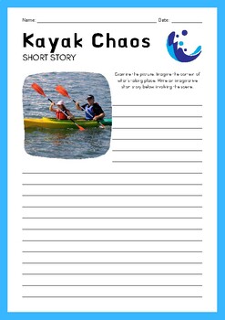 Preview of Kayaking Chaos - Visual Prompt Short Story Worksheet with Modelled Sample