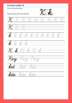 Keen Cursive Skills: Letter 'K' Practice Worksheets for Upper and Lower ...