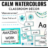 Watercolor Classroom Decor Bundle | Calming Colors Theme