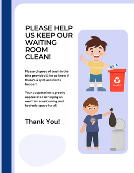 Preview of Keep Our Waiting Room Clean Sign