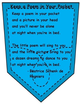 Keep a Poem in Your Pocket Poem and Word Work by Candace Bennett