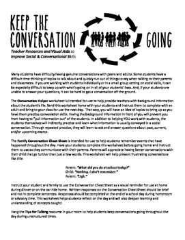 Preview of Keep the Conversation Going: resources & visual aids to improve social skills