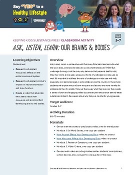 Preview of Keeping Kids Substance Free Activity: Our Brains & Bodies