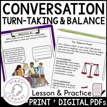 Preview of Conversation Turn Taking and Balance Lesson & Practice for Pragmatic Language