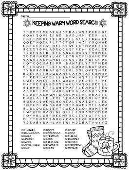 Preview of Keeping Warm Winter Word Search