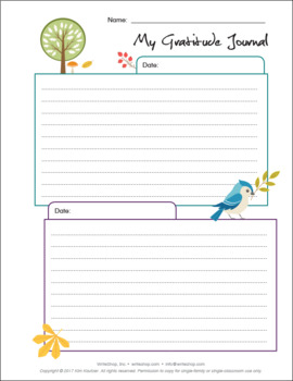 Keeping a Gratitude Journal with Printables | Mini Lesson by WriteShop