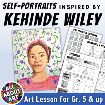 Preview of Kehinde Wiley Self-Portrait Art Project - Artist inspired Art Lesson