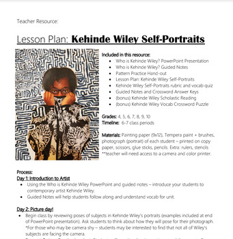 Preview of Kehinde Wiley Self-Portraits Lesson