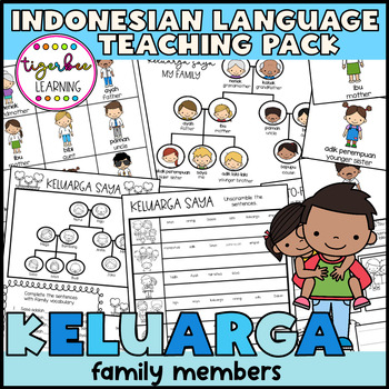 Preview of Keluarga Indonesian Family worksheets flashcards and posters