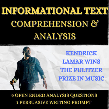 Preview of Kendrick Lamar | Reading Comprehension & Analysis Passage | No-Prep