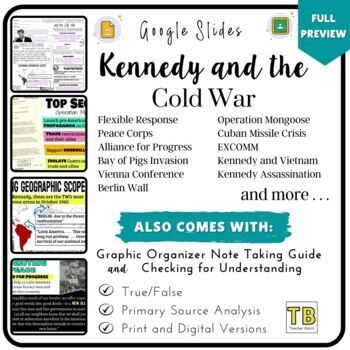 Preview of Kennedy and the Cold War Google Slides with Graphic Organizer and Worksheet