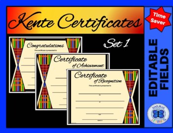 Preview of Kente Achievement Certificates Set 1 - Editable