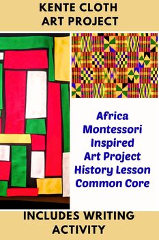 Preview of Kente Cloth Art Lesson Africa PreK K 1st 2nd Montessori Writing Activity