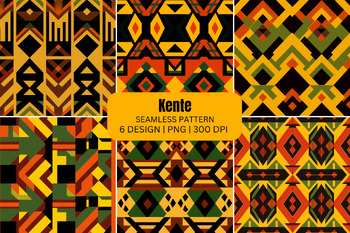 Preview of Kente Seamless Patterns Digital Paper Background