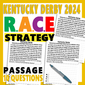 Preview of Kentucky Derb Day 2024 Reading Comprehension - RACE Writing practice worksheets