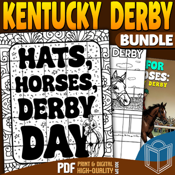 Preview of Kentucky Derby 2024 Bundle: Collaborative Poster Coloring Craft, Bulletin Board