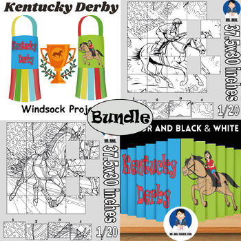 Preview of Kentucky Derby Coloring Pages Poster/Agamograph/Lanterns/ Bundle