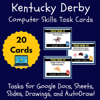 Preview of Kentucky Derby Computer Skills Google Suite Curriculum Task Cards