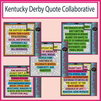 Preview of Kentucky Derby Quote Collaborative Poster Activity Bulletin Board Craft Bundle