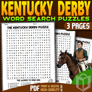 Preview of Kentucky Derby Word Search May 4th: Digital Educational Resource For Classroom