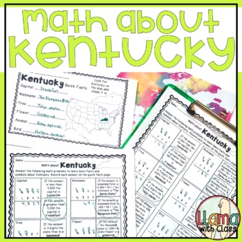 Preview of Math about Kentucky State Symbols through Subtraction Practice