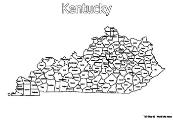 Preview of Kentucky State Map with Counties Coloring and Learning