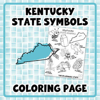 Preview of Kentucky State Symbols Coloring Page | for PreK and Kindergarten Social Studies