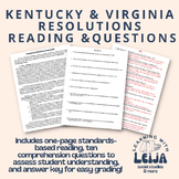 Kentucky & Virginia Resolutions Reading and Questions with
