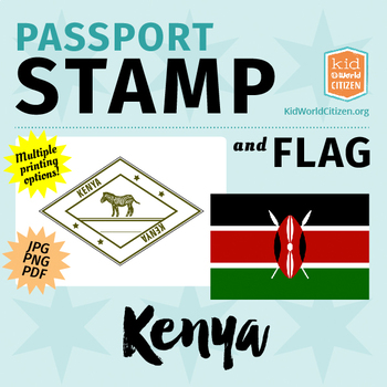 Preview of Kenya Passport Stamp & Flag, Poster & Clip Art for Around the World Unit