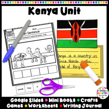 Preview of Kenya Print And Digital Kindergarten Math, Literacy, and Social Studies Unit