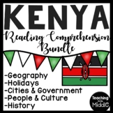 Kenya Reading Comprehension Worksheet Bundle Country Studi