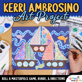 Preview of Kerri Ambrosino Folk Art Project, Roll A Dice Game, Worksheets, & Art Sub Plans