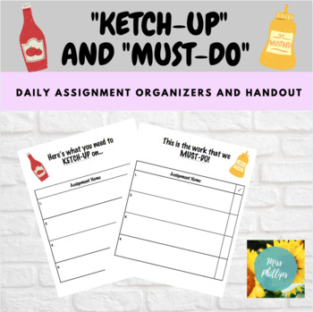 Preview of Ketchup and Mustard Daily Assignment Organizers