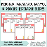 Ketchup, Mustard, Mayo, and Pickles Editable Google Slides