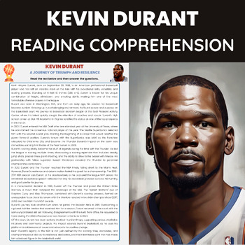 Preview of Kevin Durant Reading Comprehension Worksheet | Basketball Players