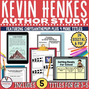 Preview of Kevin Henkes Author Study Bundle for FIVE TITLES, Back to School, CCSS Aligned