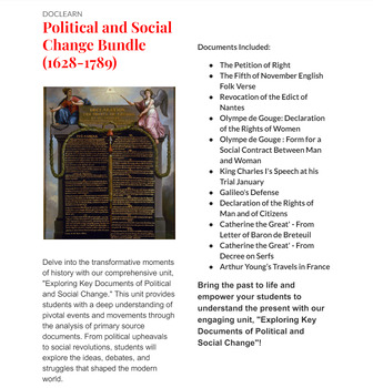 Preview of Key Documents of Political and Social Change Bundle (1628-1789) DBQs NO PREP