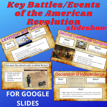 Preview of Key Events/ Battles of the American Revolution & Why Colonists won Slideshow