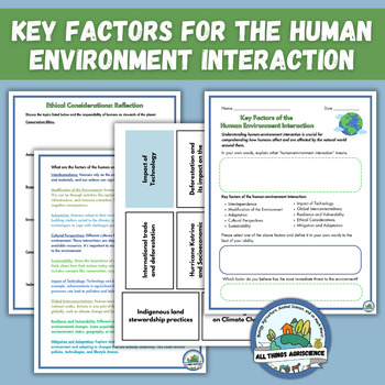 Preview of Key Factors of the Human Environment Interaction Worksheets & Matching Game