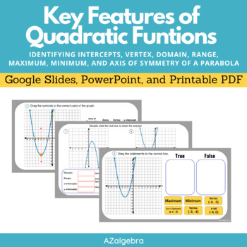 Preview of Key Features of Graphs of Quadratic Functions Google Slides and Power Point