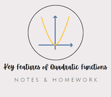 Key Features of Quadratic Functions - Notes and Homework