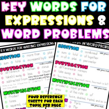 Preview of Key Operation Words | WRITING EXPRESSIONS | SOLVING WORD PROBLEMS