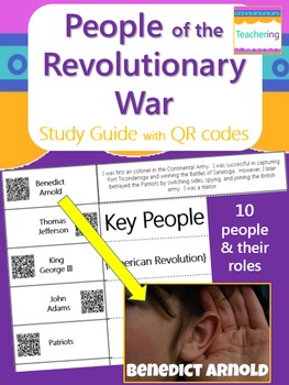 Preview of Key People of the American Revolution Study Guide with QR Codes