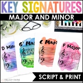 Major & Minor Key Signatures Posters - Rainbow Watercolor 