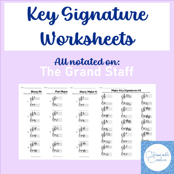Preview of Key Signature Worksheet Bundle - Grand Staff