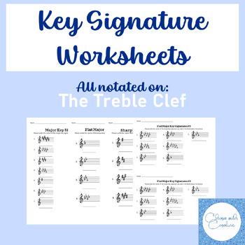 Preview of Key Signature Worksheet Bundle - Treble Clef