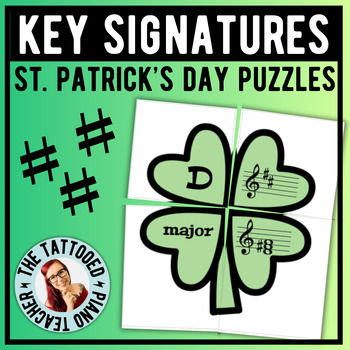 Preview of Key Signatures Puzzles - St. Patrick's Day Music Theory Major Minor Keys, Piano