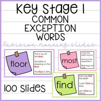 Preview of Key Stage 1 Common Exception Words Revision Morning  Slides Editable