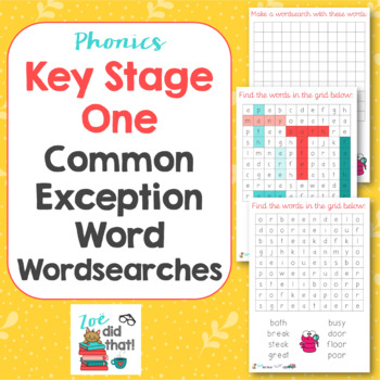 Preview of Common Exception Word Wordsearches: Key Stage One