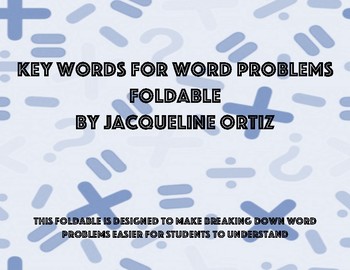 Preview of Key Words For Word Problems Foldable